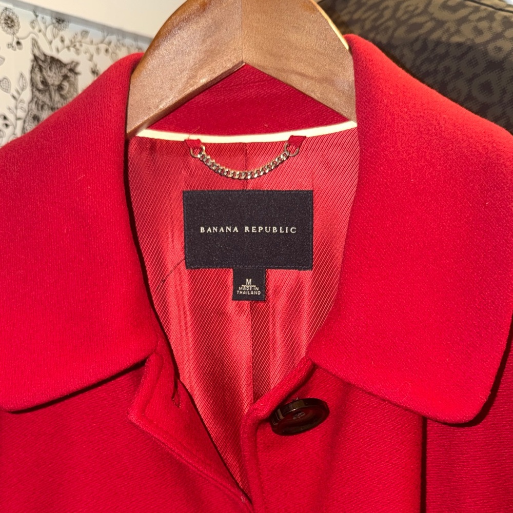 Banana Republic Women's Vibrant Red Pea Coat